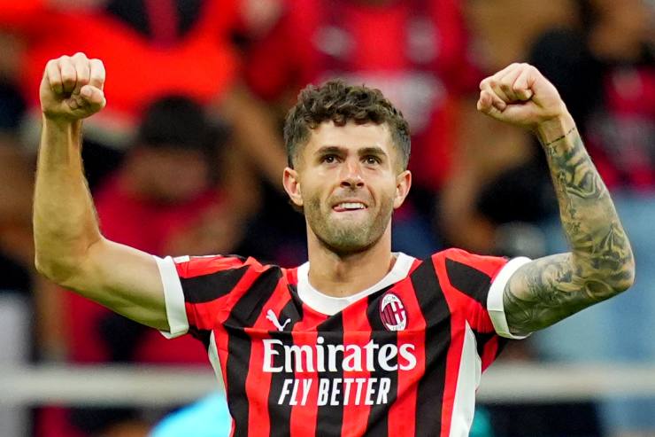 L'esultanza di Christian Pulisic, attaccante del Milan